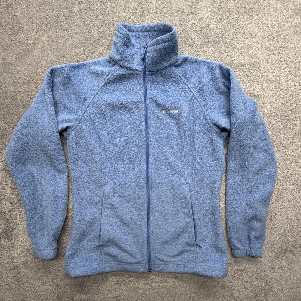 Columbia Jacket Womens Small Blue Fleece Full Zip Pockets‎ Lined Adjustable
